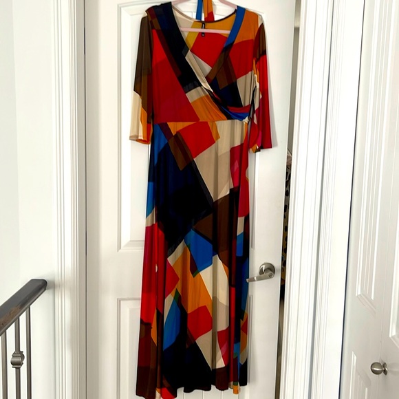 Asymmetric print midi dress - Picture 1 of 5